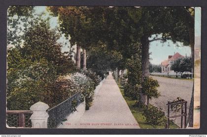 Postcard, United States, Santa Ana CA, North Main Street
