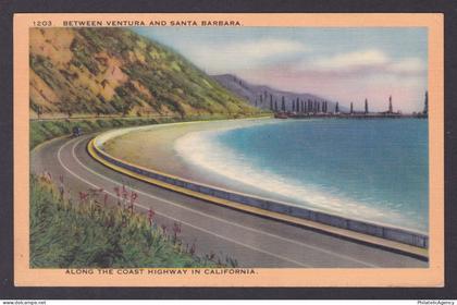 Postcard, United States, Santa Barbara CA, Along The Coast Highway