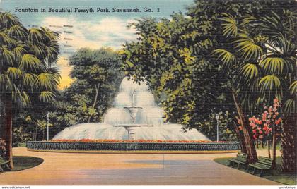 A850 US 1949 Georgia Savannah Fountain In Forsyth Park vintage postcard