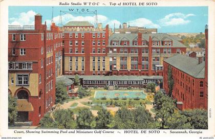 B522 US Radio Studio WTOC Hotel de Soto Savannah Georgia vintage postcard