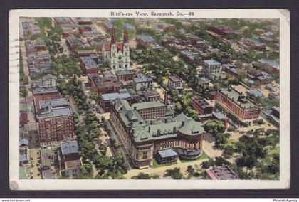 Postcard, United States, Savannah GA, Bird's-eye View