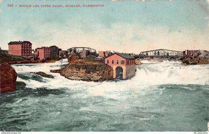 B671 US Middle and Upper Falls Spokane Washington vintage postcard