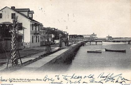 US Florida The Sea Wall St Augustine vintage postcard B954