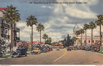 US Florida Beautiful Davis Boulevard Davis Island Tampa Cars postcard B961