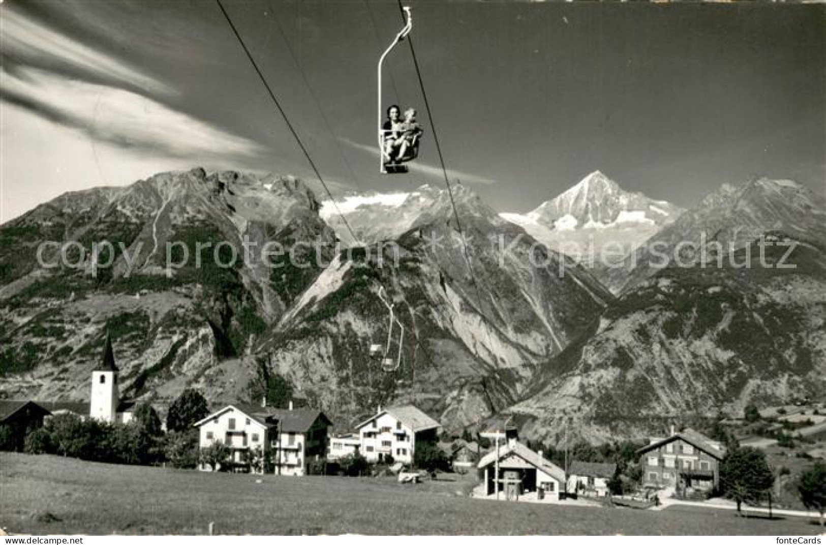 Unterbaech VS Sessellift Unterbaech Brandalp mit Bietschhorn
