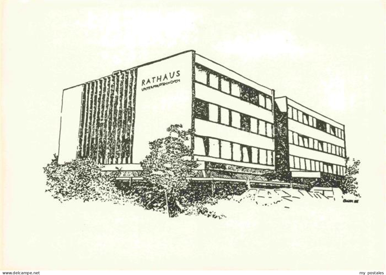 Unterpfaffenhofen Germering Bayern Ehemaliges Rathaus Zeichnung R. Baier Kuenstl