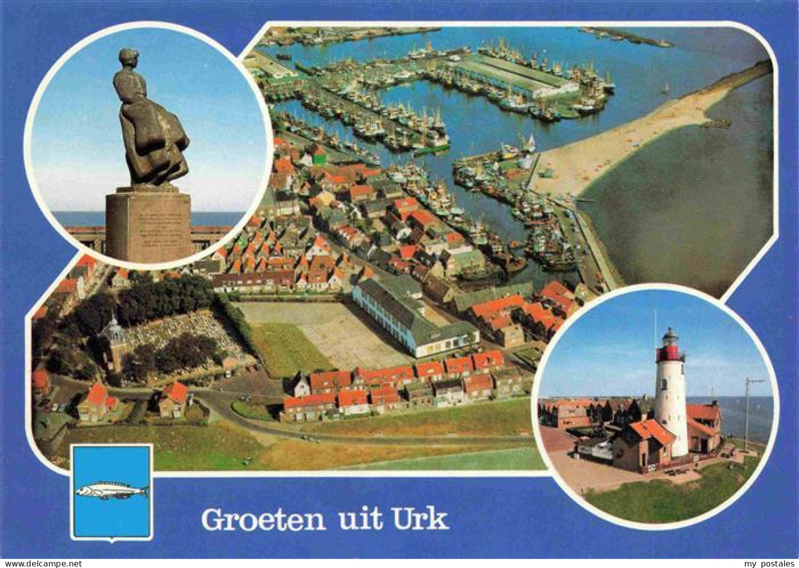 Urk Flevoland NL Denkmal Fliegeraufnahme Hafen Leuchtturm