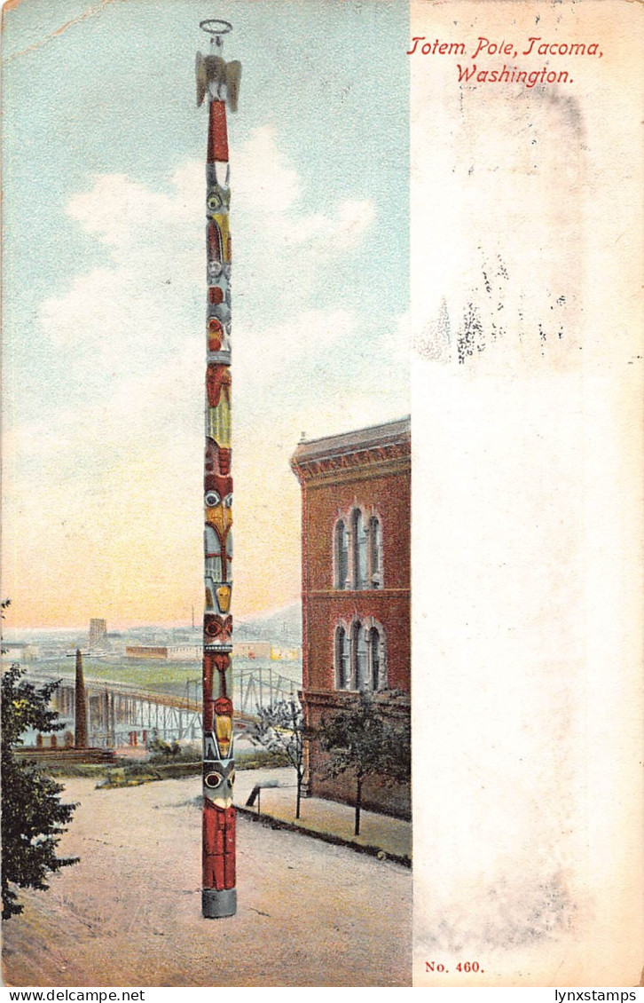 US 1910 Totem Pole Tacoma Washington vintage postcard B994