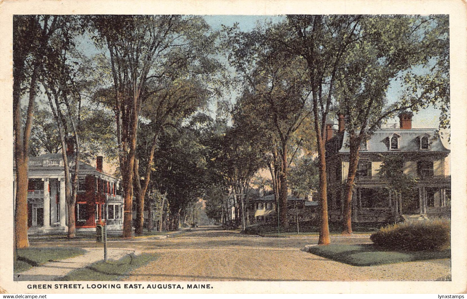 US 1935 Augusta Maine Green Street Looking East vintage postcard