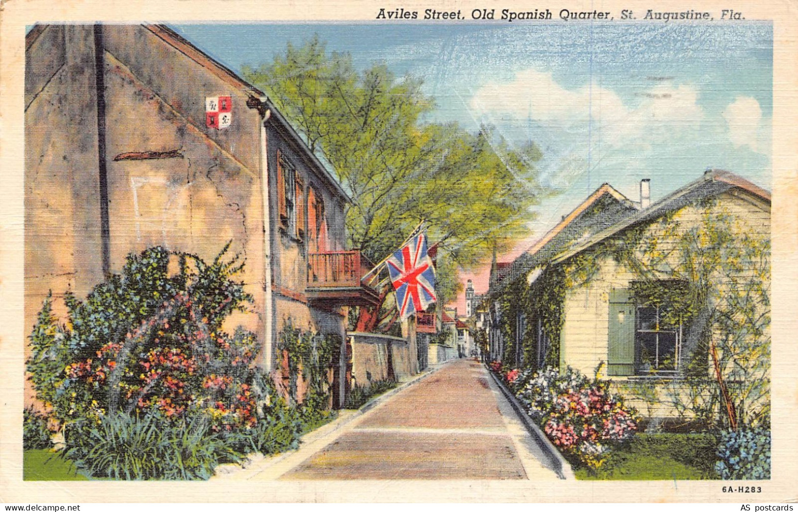 US 1939 Aviles St Old Spanish Quarter St Augustine Florida postcard B955