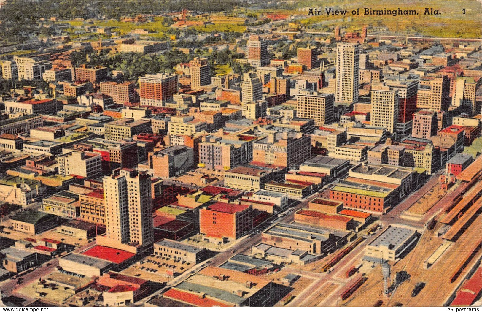 US Birmingham Alabama Aerial View vintage postcard B950