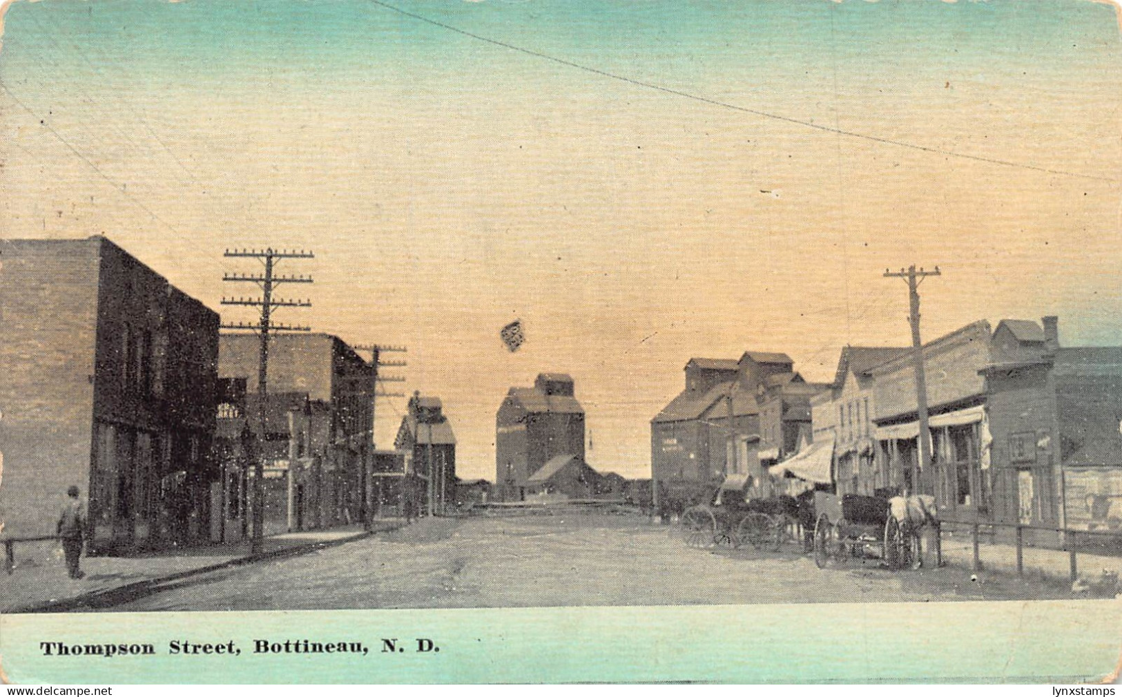 US Bottineau North Dakota Thompson Street vintage postcard