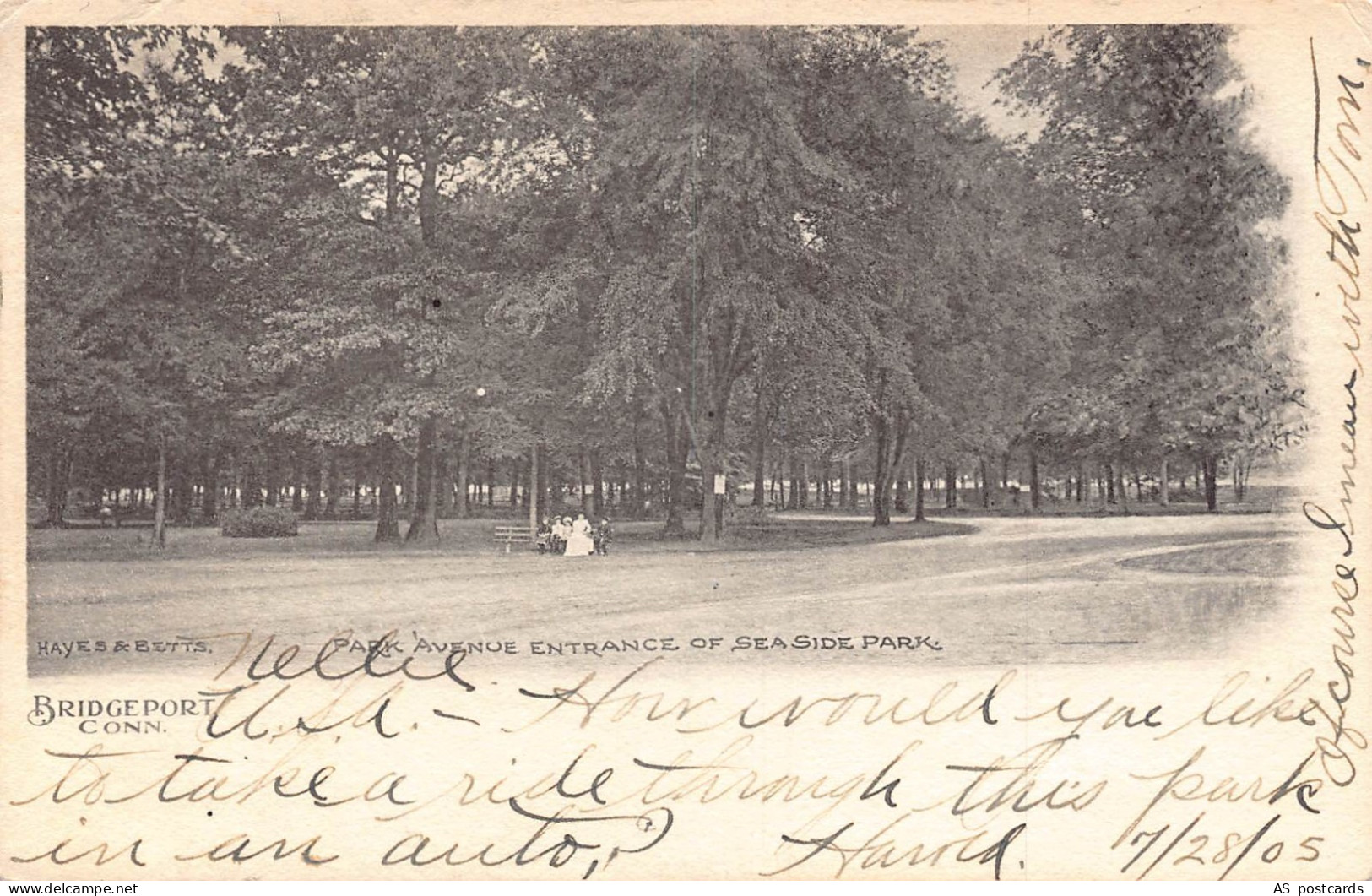 US Connecticut 1905 Bridgeport Park Avenue Entrance of Sea Side postcard B956