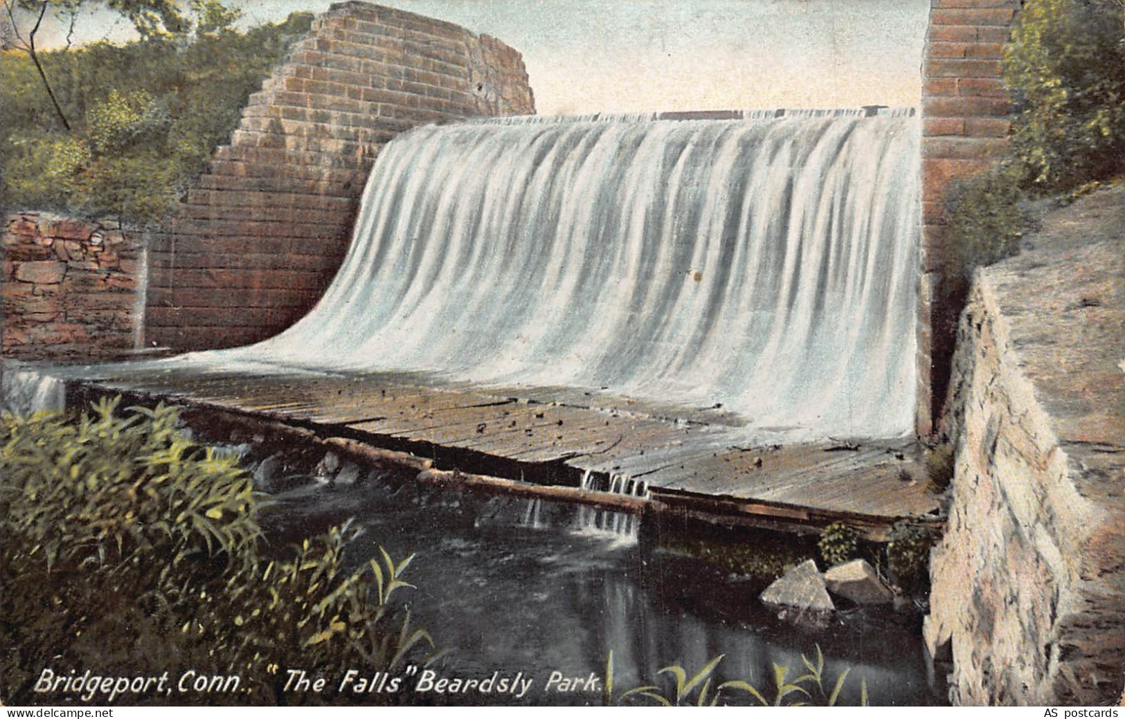 US Connecticut Bridgeport 1907 The Falls Beardsly Park  vintage postcard B956