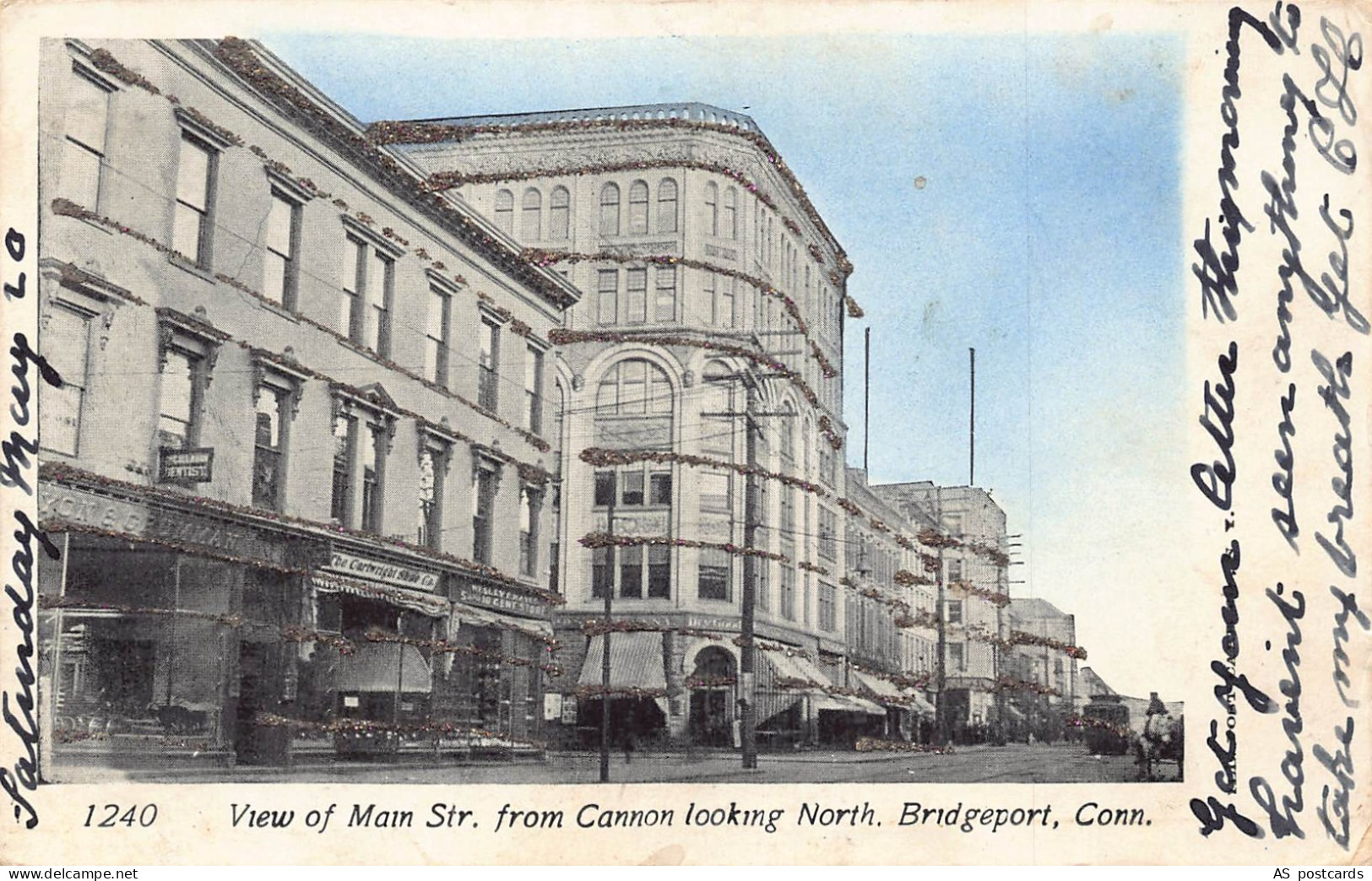 US Connecticut Bridgeport View of Main Str from Cannon North 1915 postcard B956