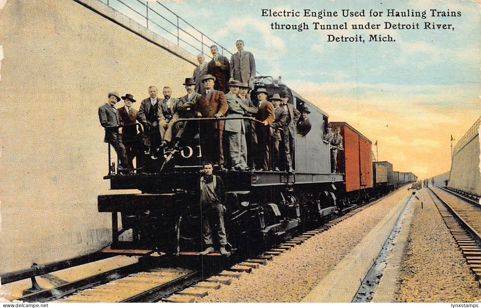 US Detroit Michigan Hauling Trains Through Tunnel under Detroit River postcard