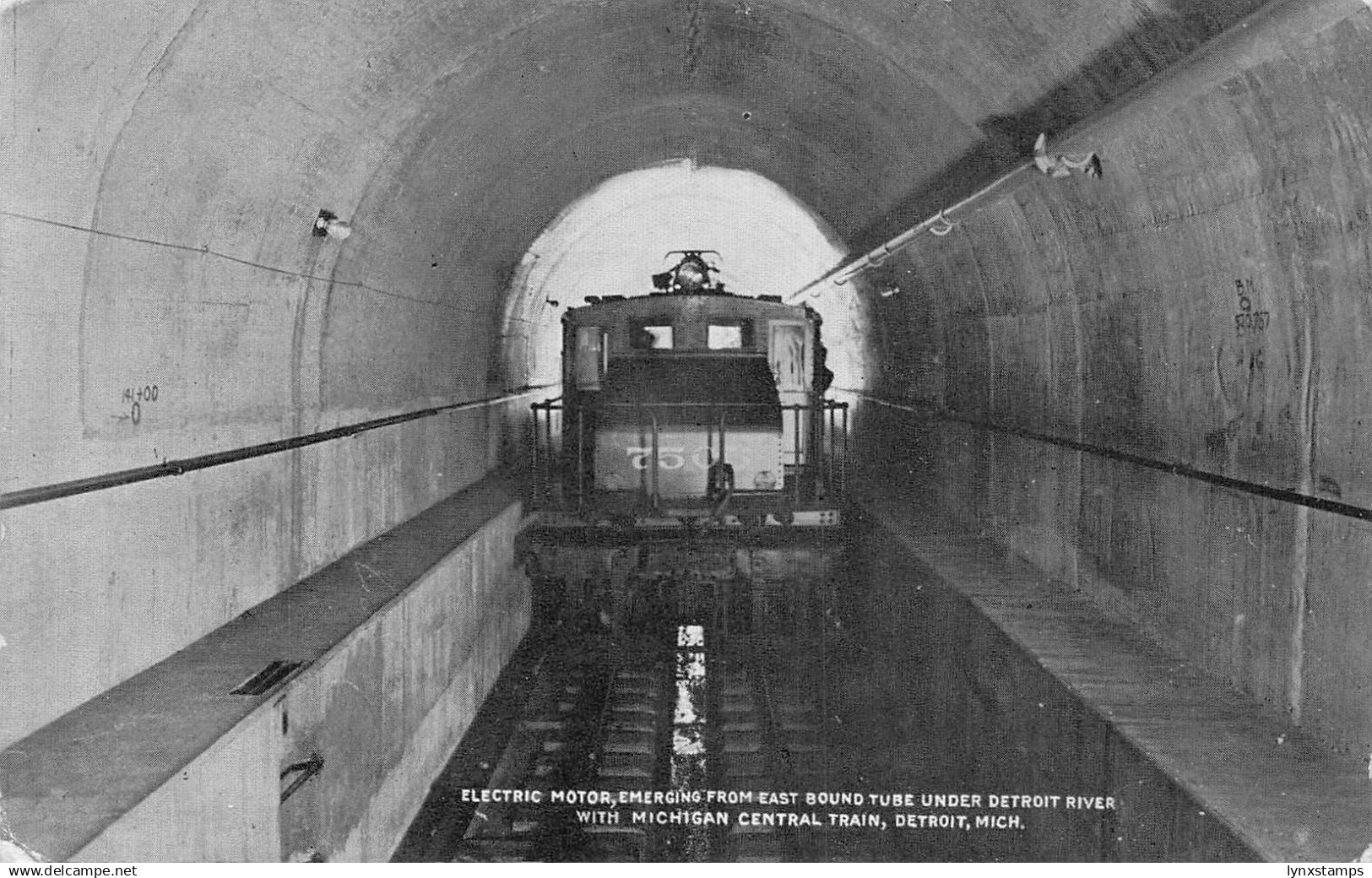 US Detroit Michigan Train East Bound Tube Tunnel under Detroit River postcard