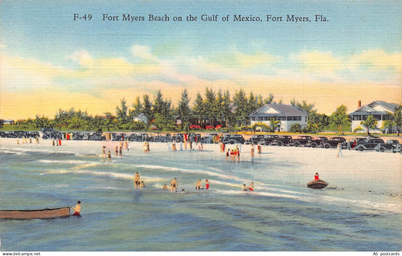 US Florida Fort Myers Beach on Gulf of Mexico vintage postcard B961