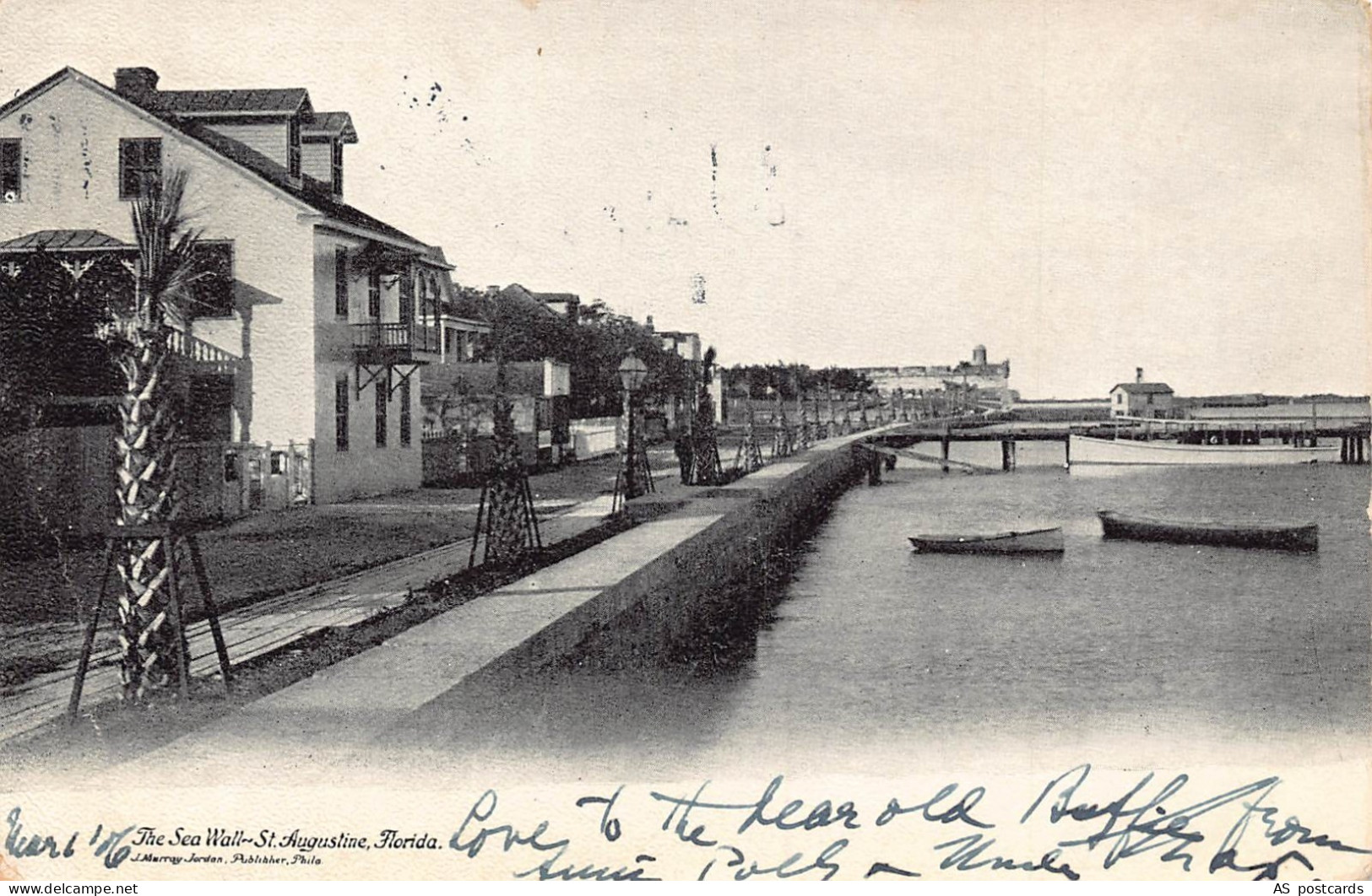 US Florida The Sea Wall St Augustine vintage postcard B954