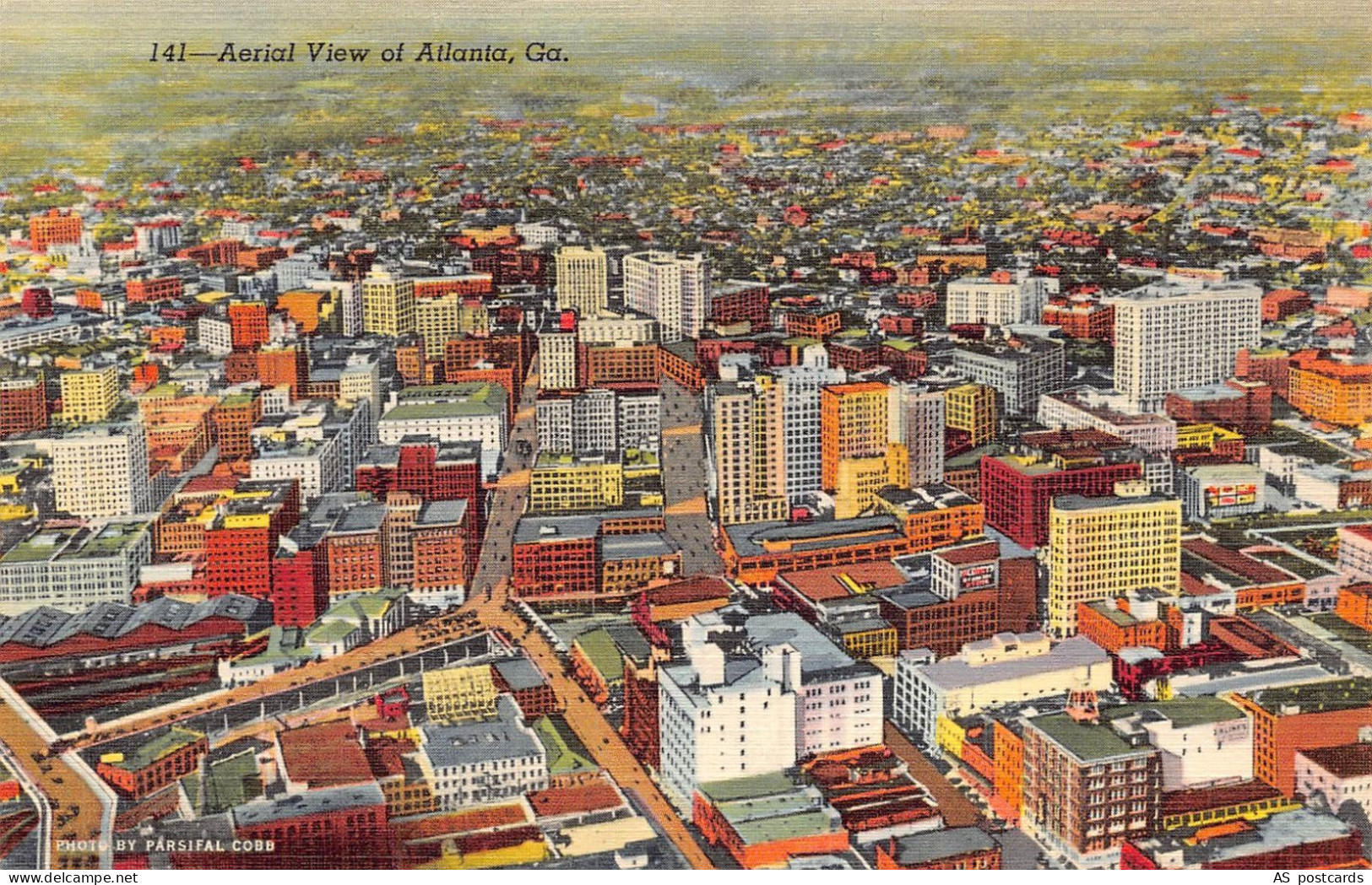 US Georgia Atlanta Aerial View vintage postcard B961