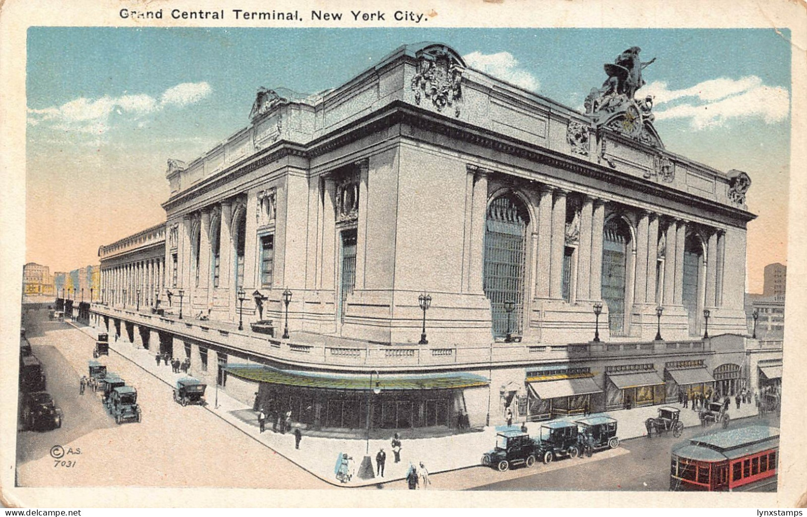 US New York City Grand Central Terminal Cars vintage postcard