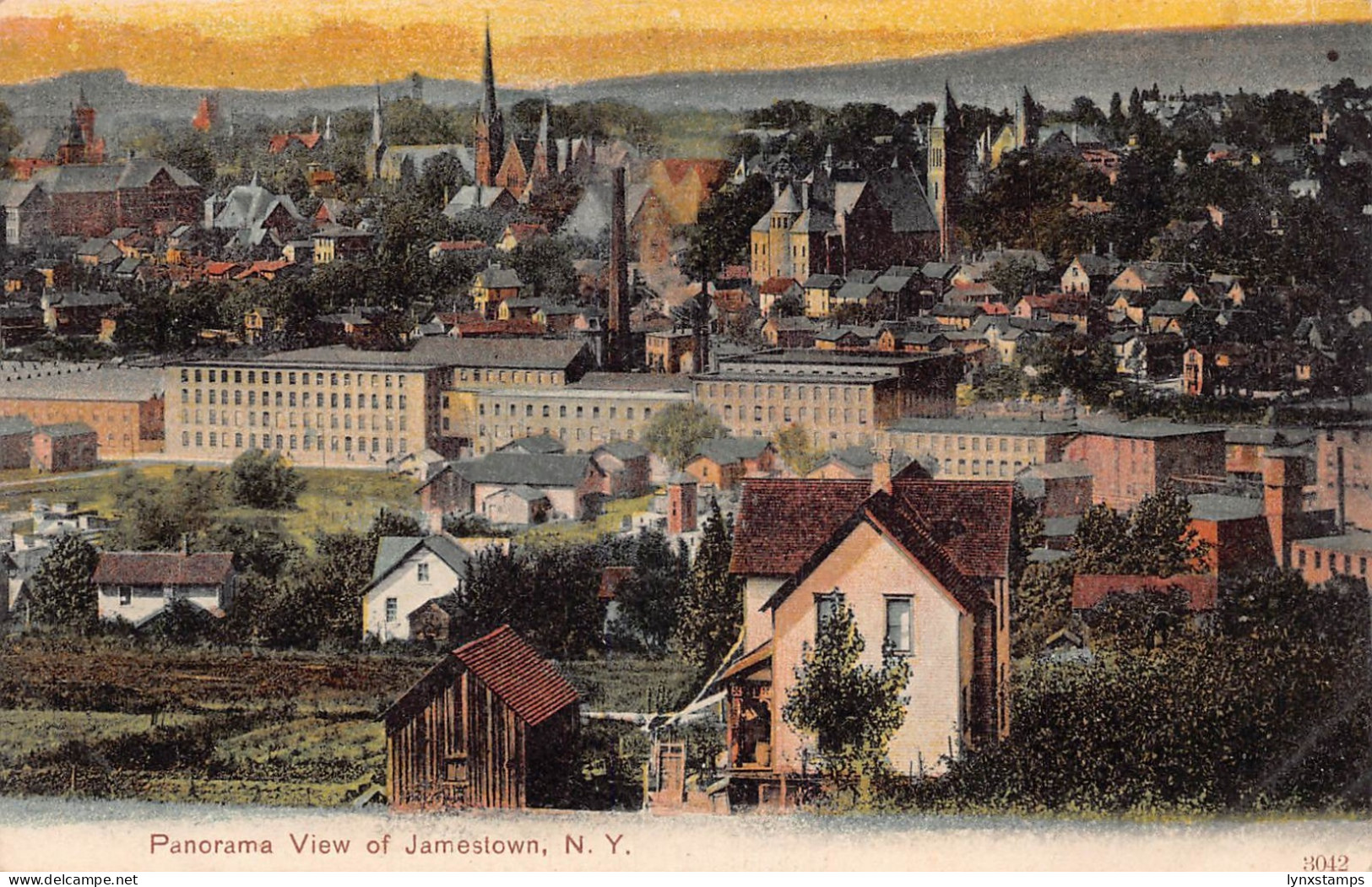US New York Panorama View of Jamestown vintage postcard B964