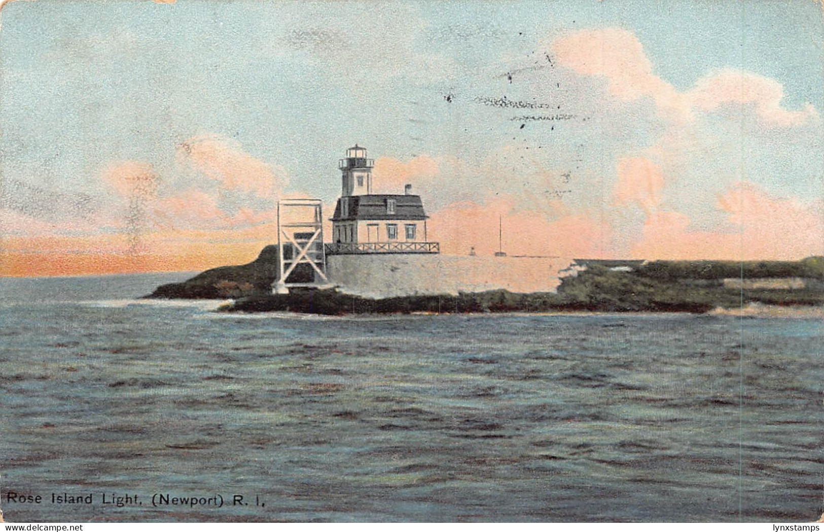 US Rose Island Light Newport Rhode Island 1915 vintage postcard