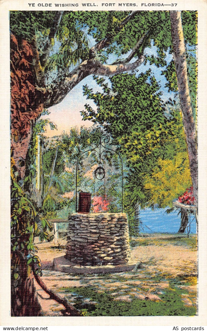 US Ye Olde Wishing Well Fort Myers Florida vintage postcard B959