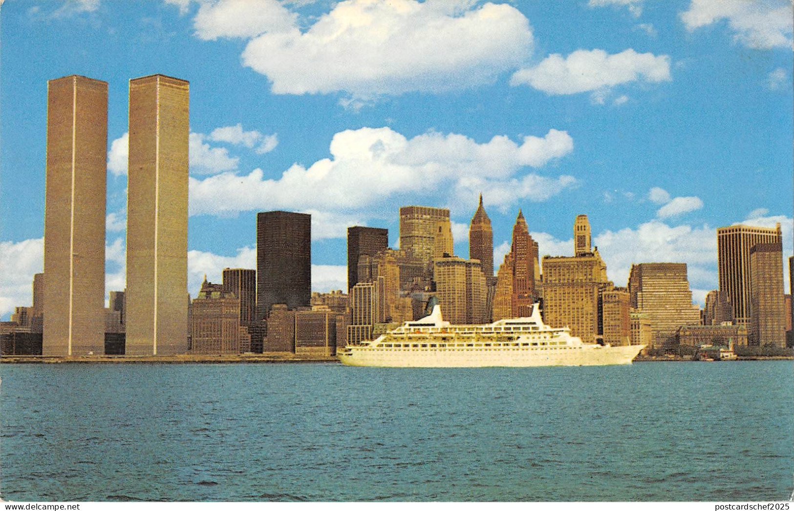 US2457 USA World Trade Center New York City Boat Panorama Twin Towers