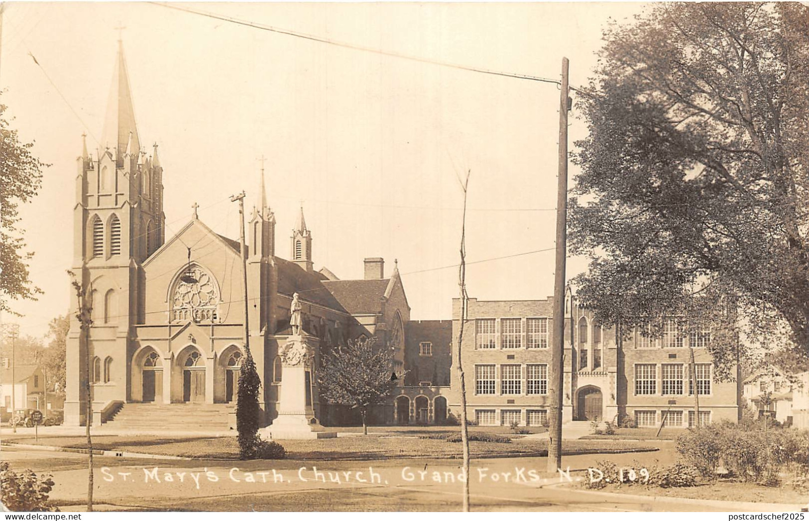 US6063 st mary s cath church grand forks n d real photo   usa