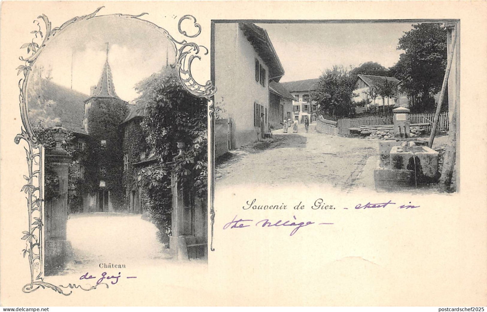 US6242 souvenir de giez chateau litho france