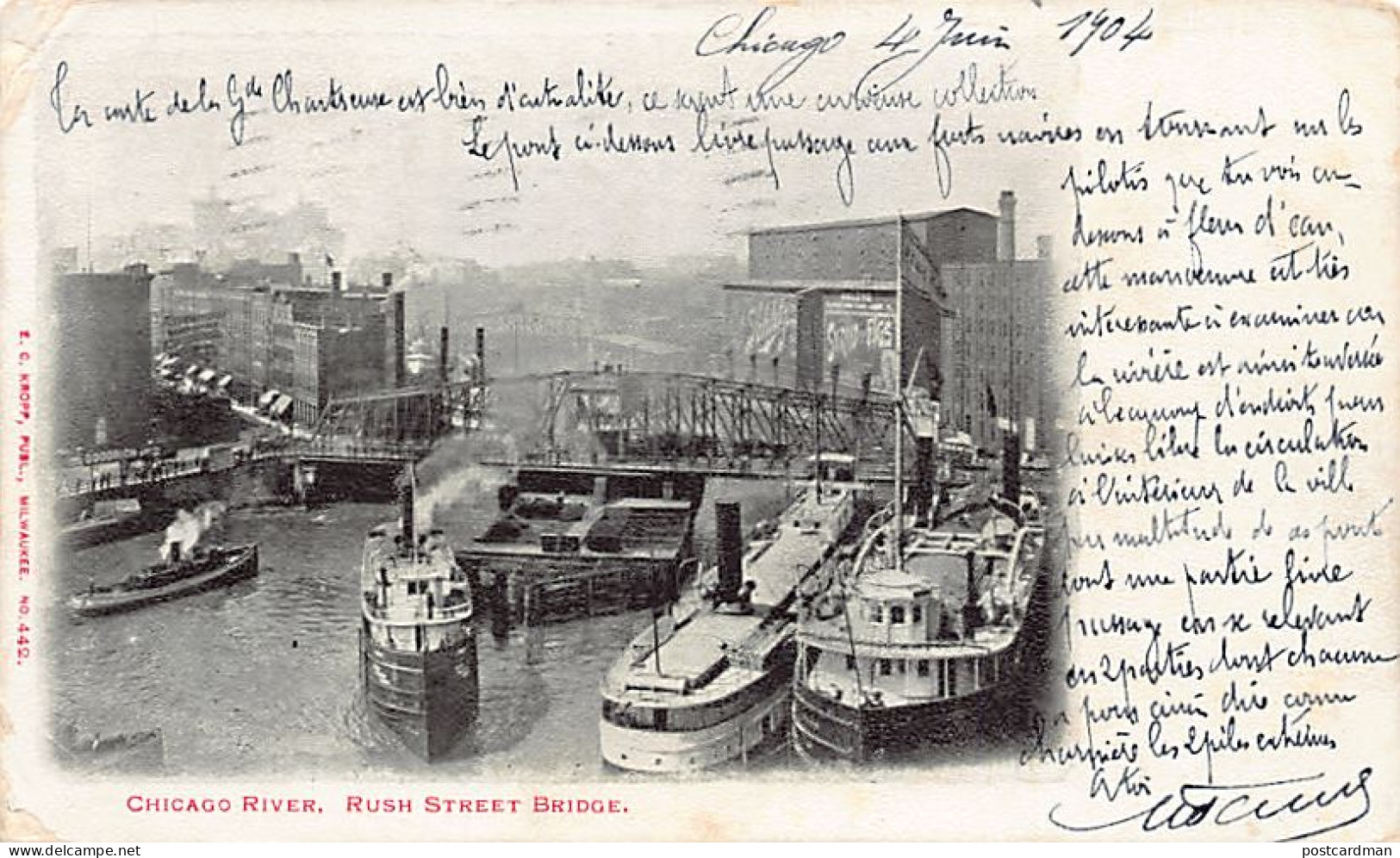 Usa - CHICAGO (IL) Chicago River - Rush street bridge