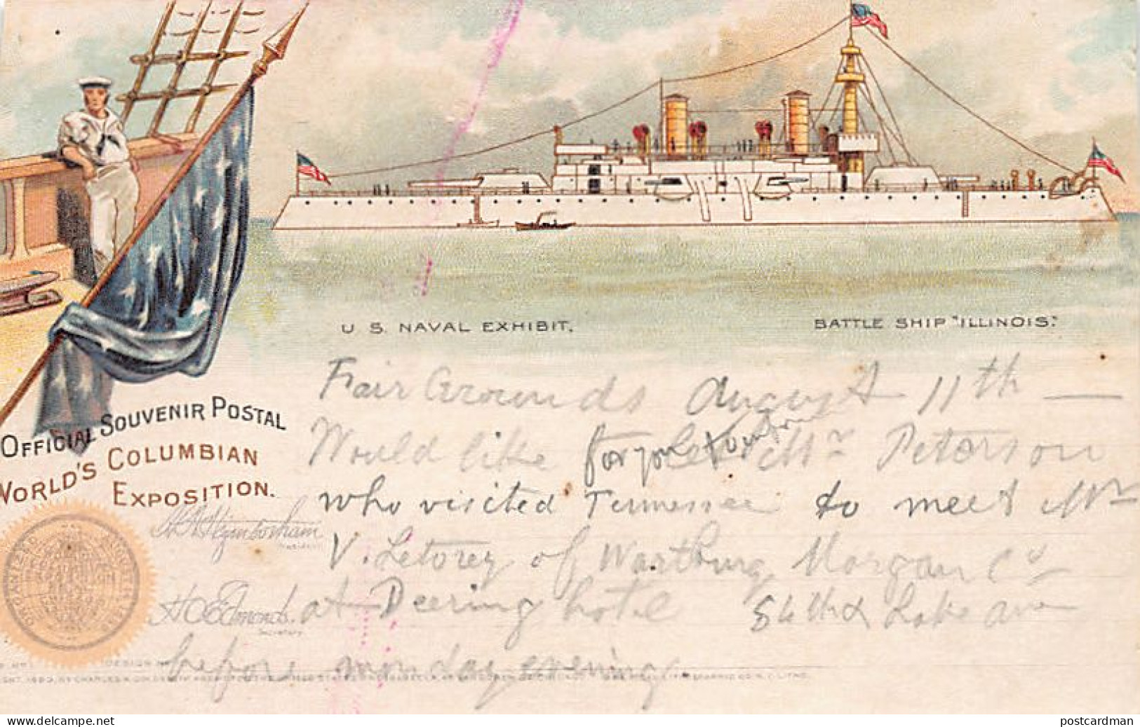 Usa - CHICAGO (IL) World's Columbian Exposition - U.S. Naval Exhibit - Battleship Illinois - THE POSTAL CARD APPEARS TO
