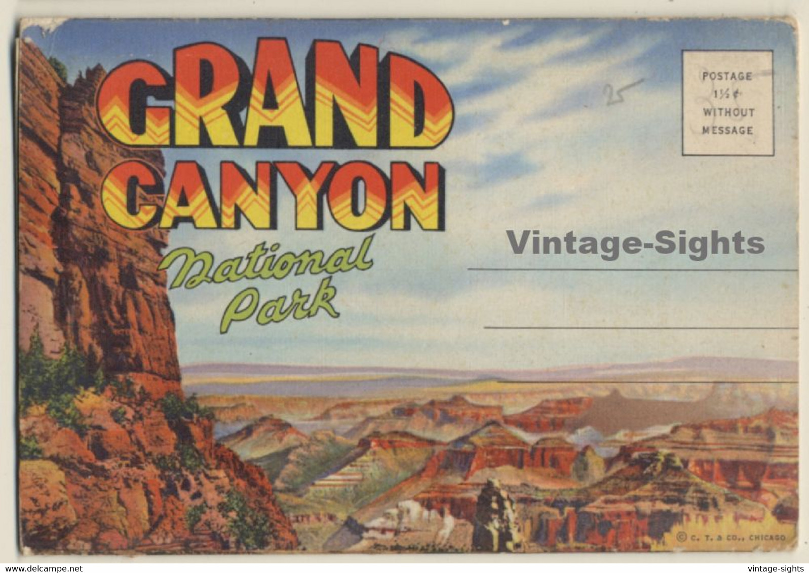 USA: Grand Canyon National Park (Vintage Leporello PC ~1940s)