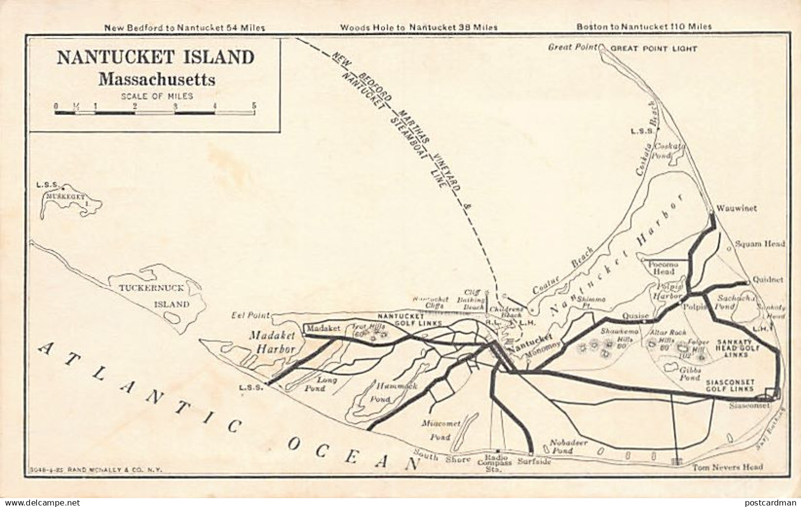 Usa - Nantucket Island (MA) Map of the island