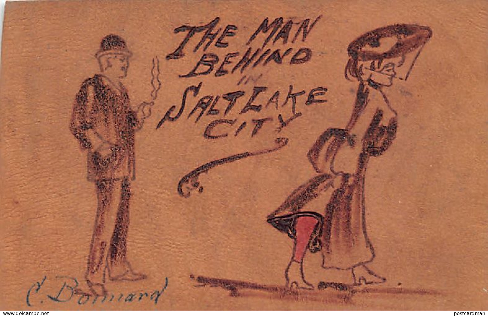 Usa - SALT LAKE CITY (UT) The Man Behind - LEATHER POSTCARD