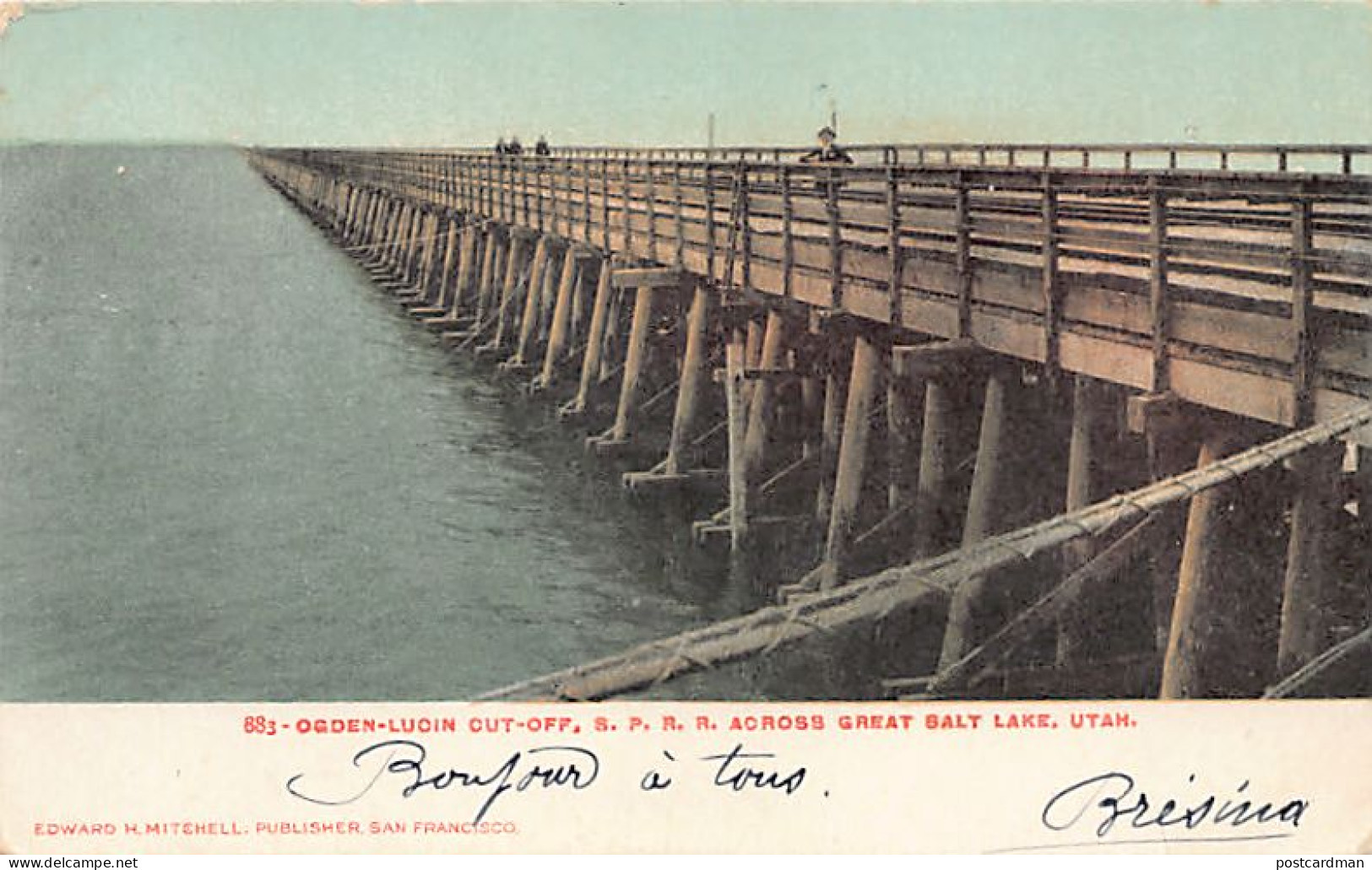 Usa - Utah - Ogden-Lucin cut-off - S.P.R.R. Across Great Salt Lake