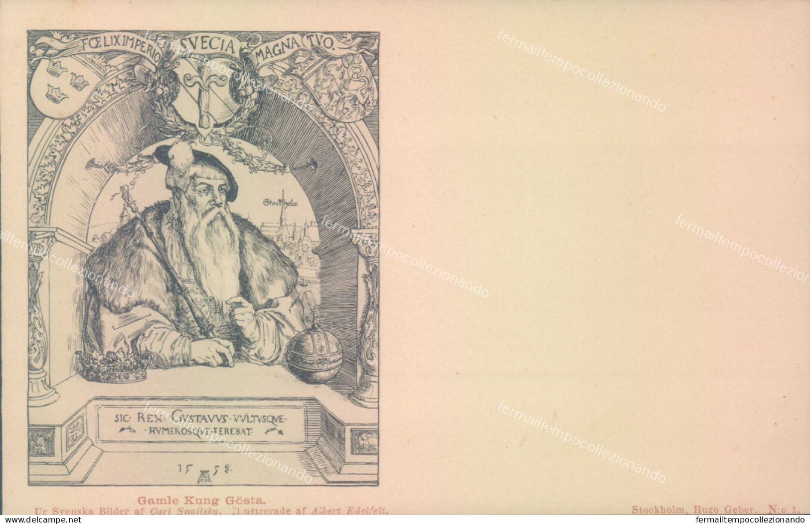 v585 cartolina svezia imperio svecia brefkort