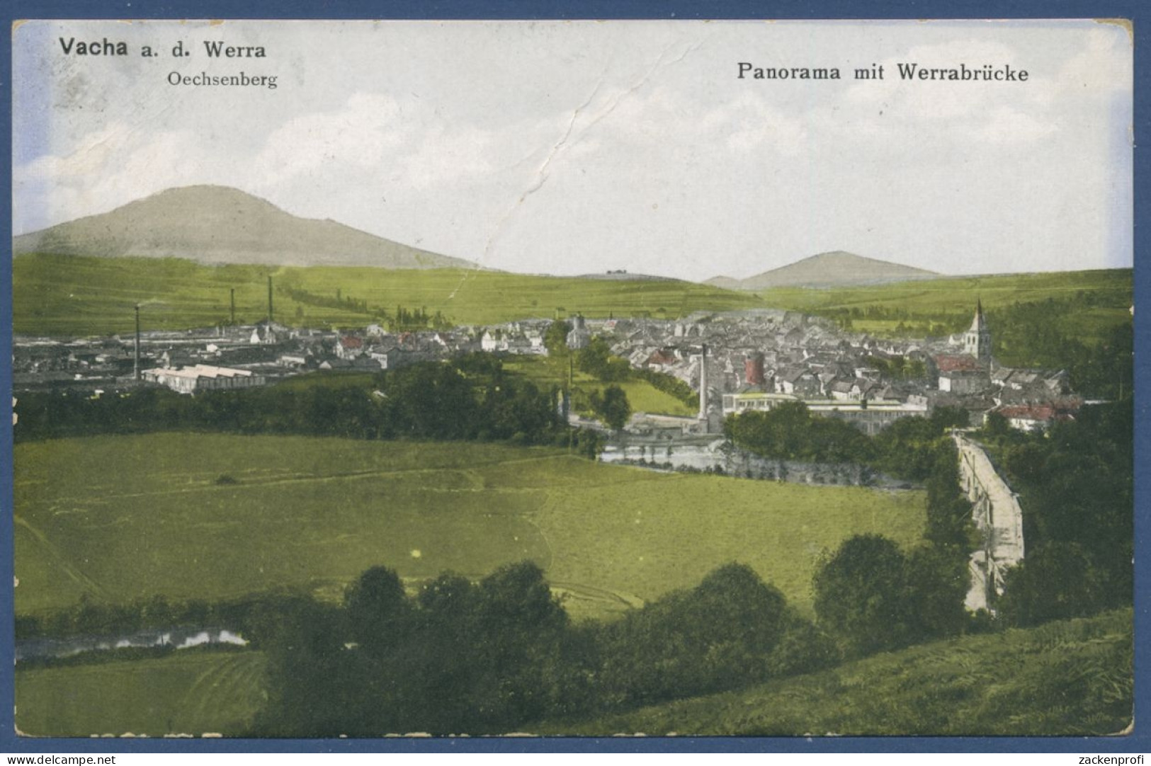 Vacha an der Werra Panorama mit Werrabrücke, gelaufen 1920 leichter Bug (AK1106)