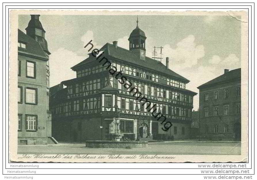 Vacha - Die Widmarkt - Rathaus mit Vitusbrunnen