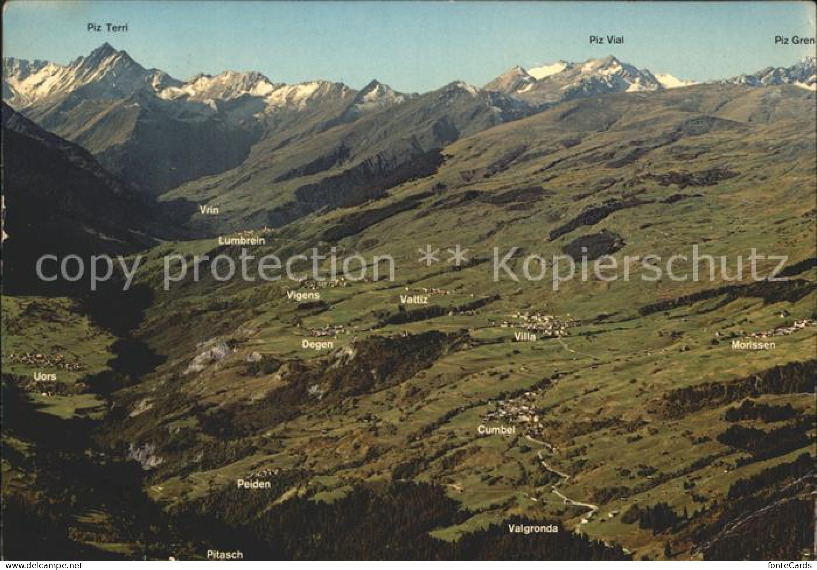 Val Lumnezia Panoramablick von der Alp Riein