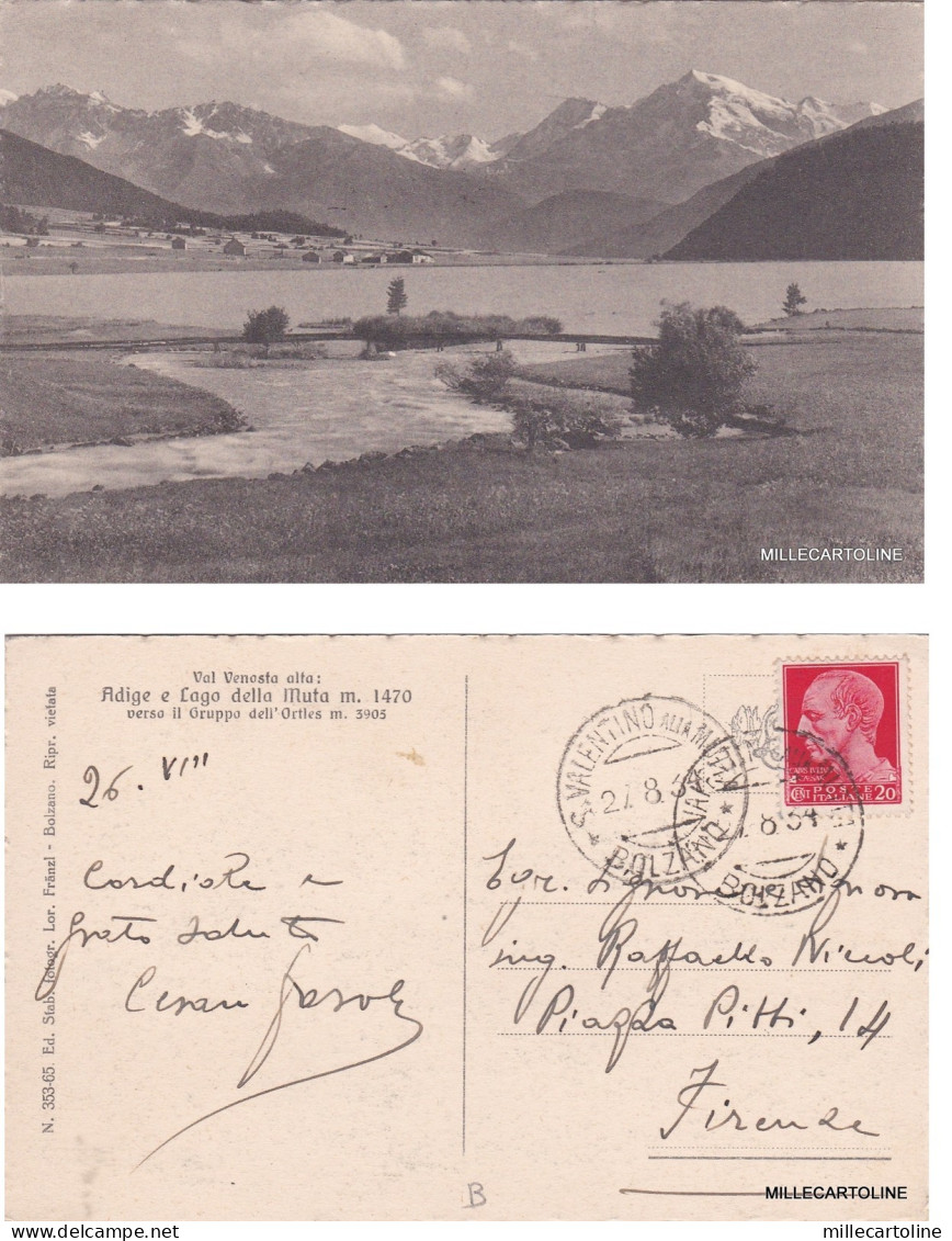 # VAL VENOSTA ALTA - ADIGE E LAGO DELLA MUTA    1934