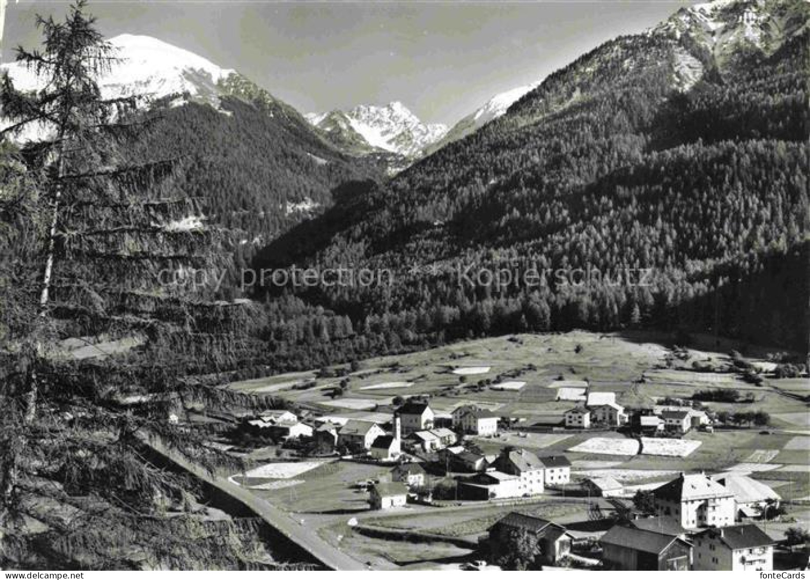 Valchava Inn GR Panorama Blick gegen Piz Minschuns und Piz Costainas
