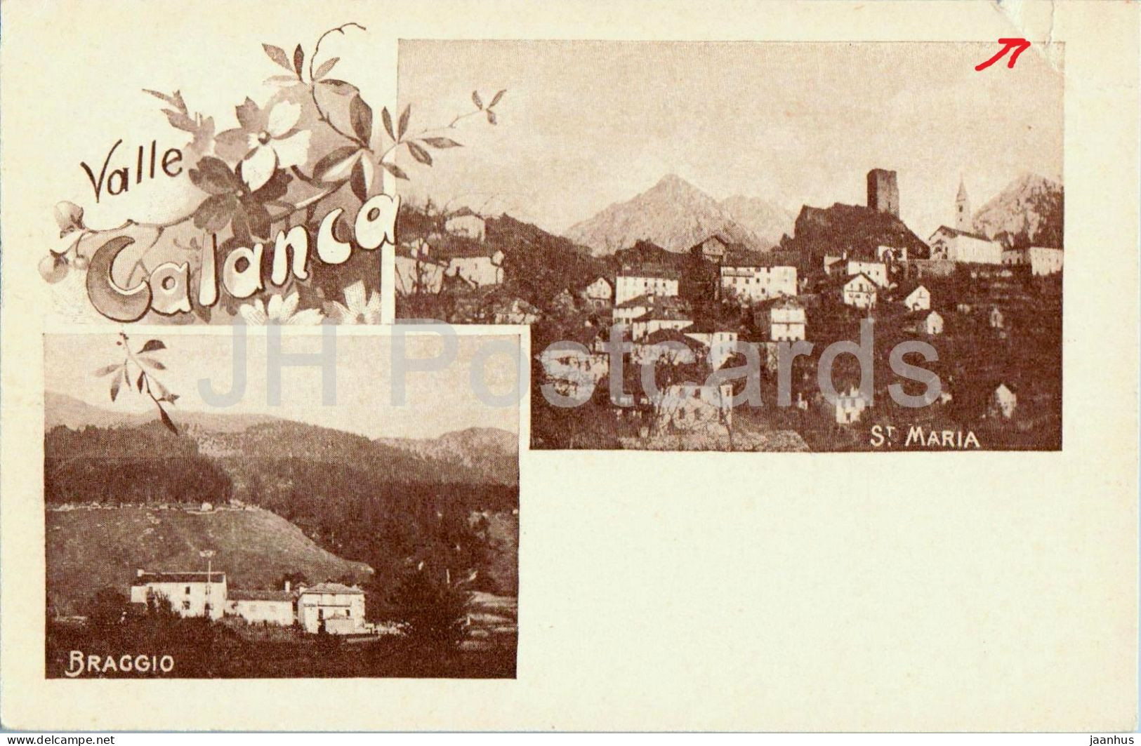 Valle Calanca - Braggio et St. Maria - old postcard - Switzerland - unused