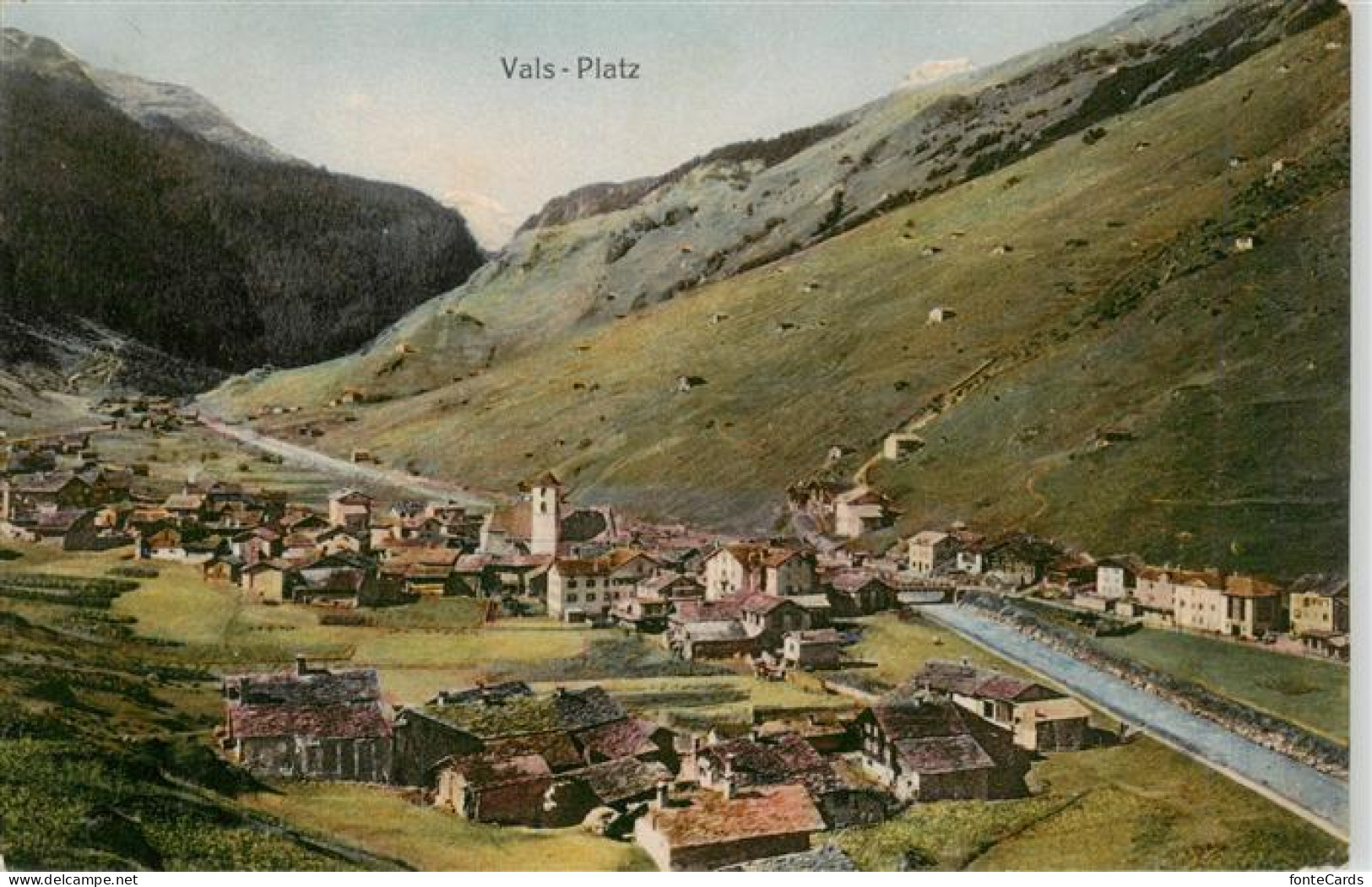 Vals GR Bad Panorama Vals-Platz Alpen