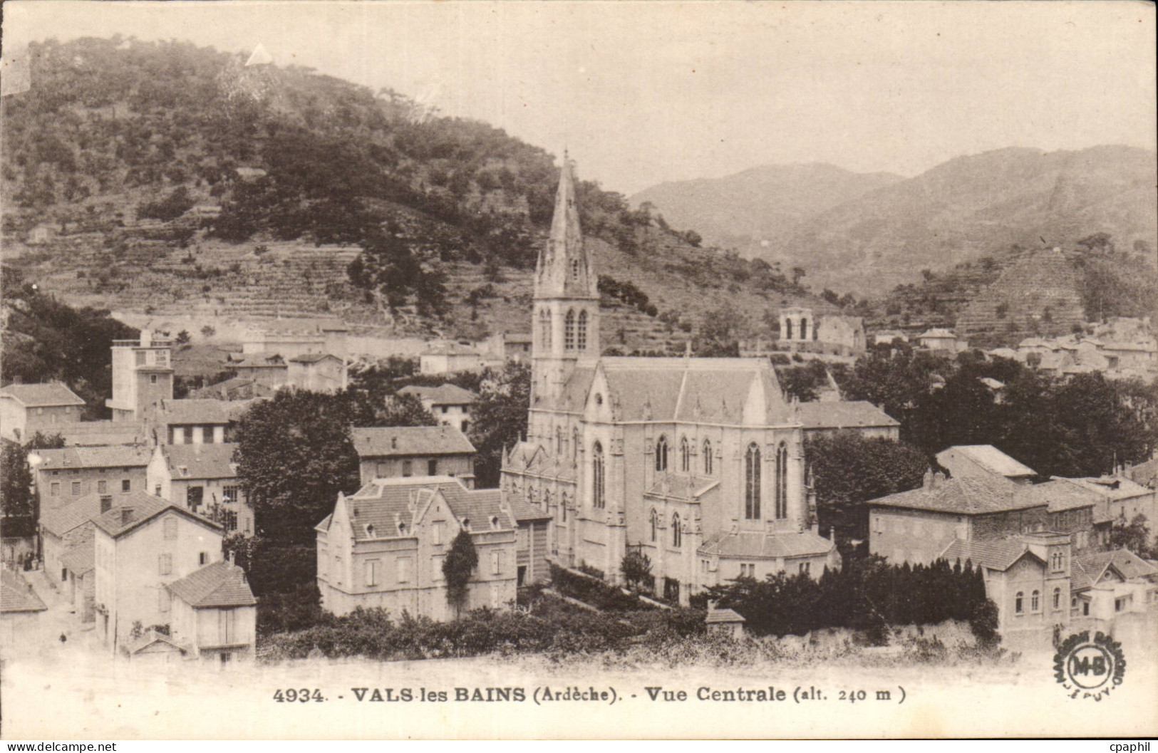 Vals les Bains CPA Vue centrale