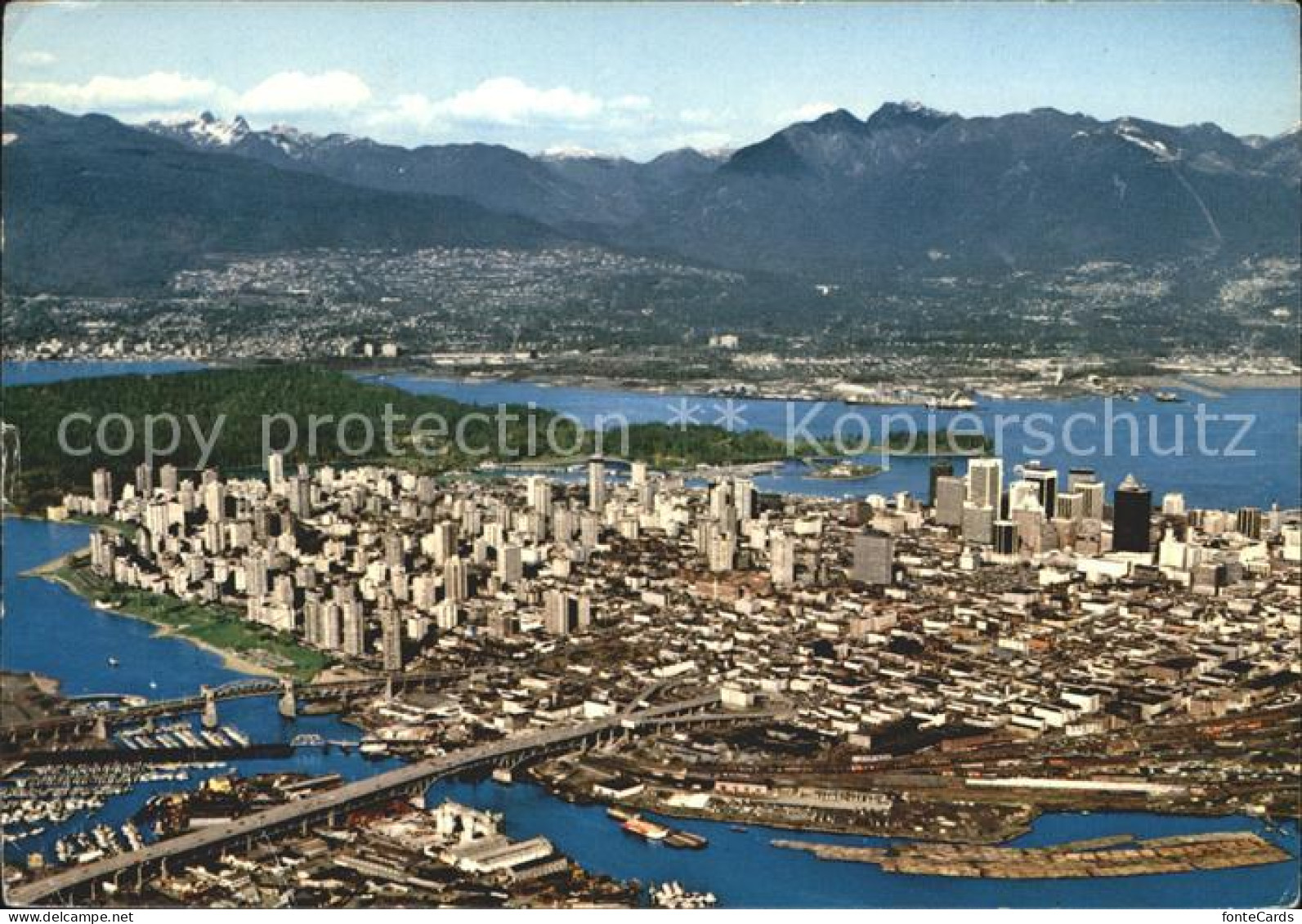 Vancouver British Columbia Fliegeraufnahme Downtown Vancouver Burrard