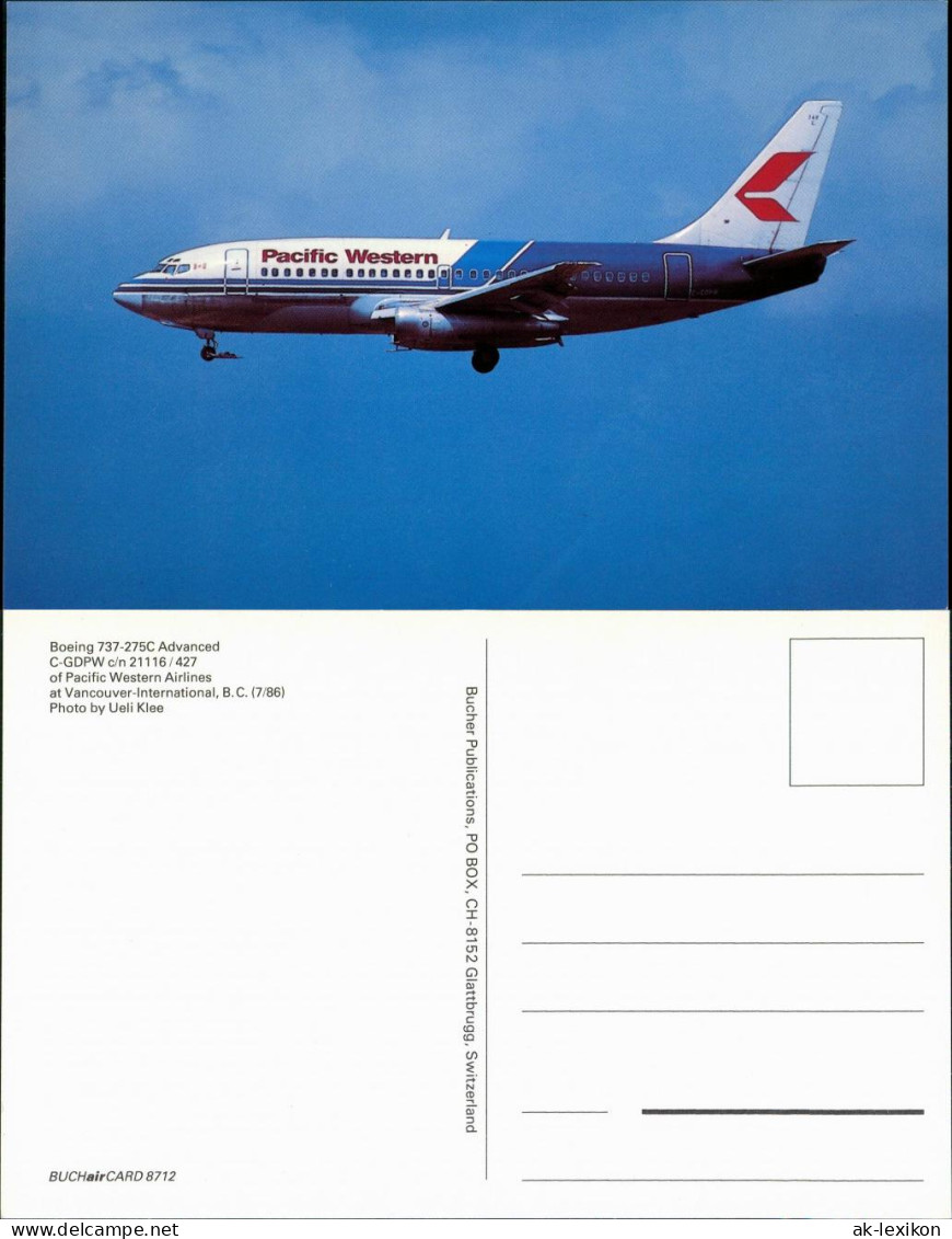 Vancouver Flugzeug - Boeing 737-275C Advanced Pacific Western Airlines 1986