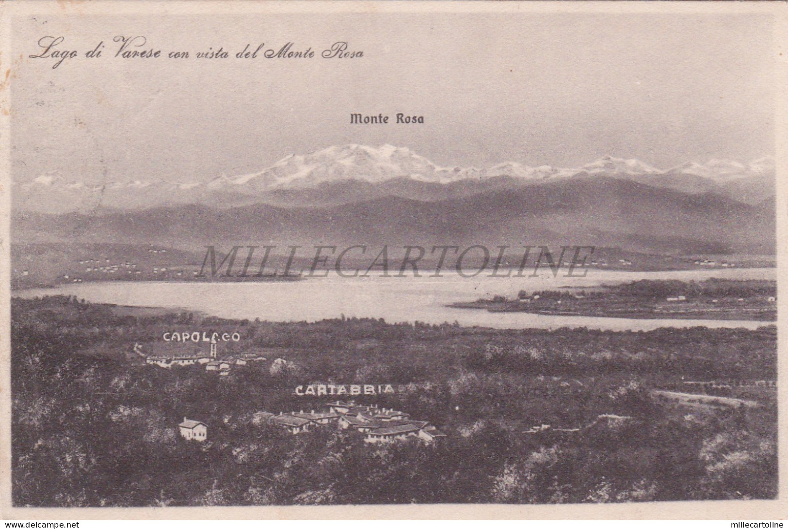 VARESE - Lago con Vista del Monte Rosa, Capolago Cartabbia Cartolina 1925