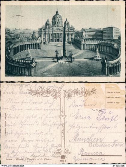 Postcard Vatikanstadt Rom Piazza e Basilica di San Pietro 1930